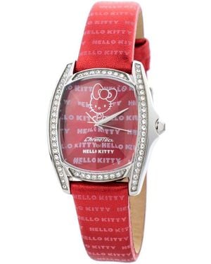 Chronotech Hello Kitty Rode Leren Armband Horloge - Rood
