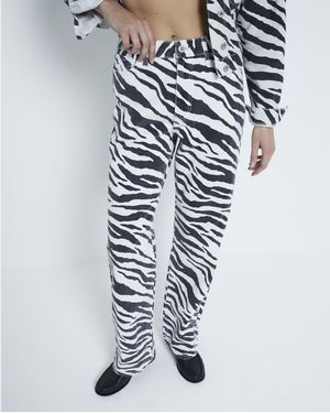River Island Straight Jeans Zebra Relaxed Cotton - Blue