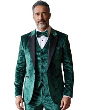 TruClothing Green3 Piece Velvet Wedding Tuxedo Formal Suit