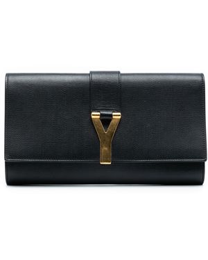 Saint Laurent Pre-Owned Leather Chyc Ligne Clutch - Blue