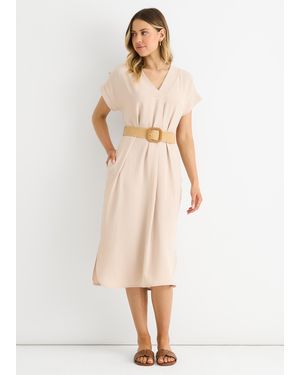 Gini London Air Flow Belted Oversized Dress - Natural