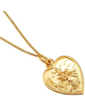 The Jewellery Stockroom Rolled Heart Shaped St Christopher Pendant Necklace Plated - Metallic