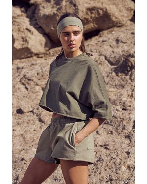 DSGN Studio Heavyweight Washed Oversized Short Sleeve Crop T-Shirt - Brown