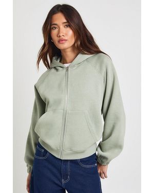 Boohoo Raglan Seam Boxy Zip Through Hoodie - Grey