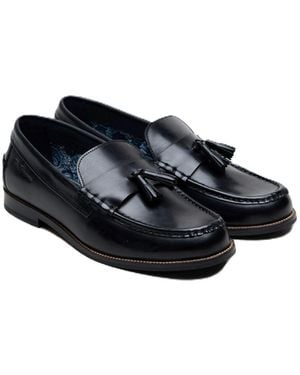 Ben Sherman Sid Brush Off Leather Tassel Loafers - Black