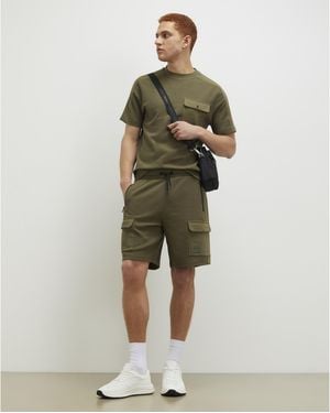 River Island Regular Fit Textured Cargo Shorts Cotton - Green