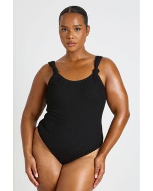 Boohoo Plus Crinkle Knot Detail Swimsuit - Black