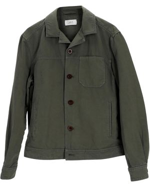 MR P. De Heer P. Camp-Collar Jas Van Geverfd Katoen - Groen