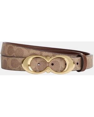 COACH 25Mm Kissing C Buckle Signature Pvc Belt - Brown
