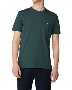 Ben Sherman T Shirt Plain Crew Neck Short Sleeve Casual Summer Cotton Tee - Green