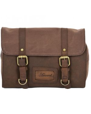 Ashwood Leather Real & Canvas Hanging Toiletry Bag - Brown