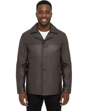 Infinity Leather 4 Button Italian Blazer Jacket - Grey