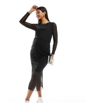 Mama.licious Maternity Mesh Long Sleeved Top Co-Ord - Black
