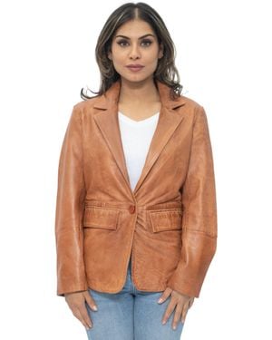 Infinity Leather Soft Blazer Jacket-Apeldoorn - Orange