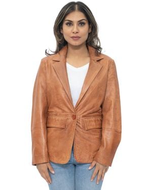 Infinity Leather Soft Blazer Jacket-Apeldoorn - Orange