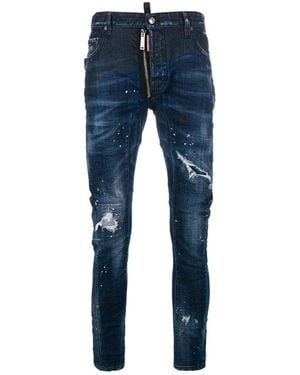 DSquared² Tidy Biker Jean Dark Denim Trousers Cotton - Blue