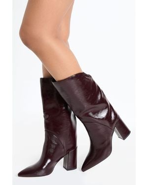 Boohoo Curved Knee High Block Heeled Boots - Multicolour