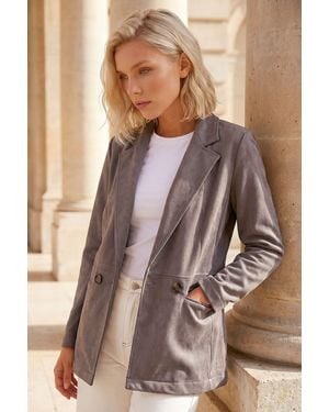 Roman Petite Faux Suede Jacket - Brown