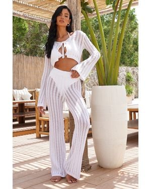 Quiz Crochet Knit Trousers - Green