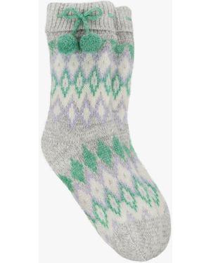 Totes Toasties Fair Isle Chenille Slipper Socks - Green