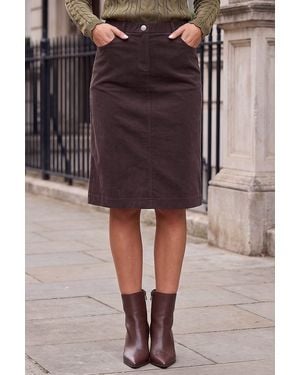 Roman Corduroy A-Line Skirt - Brown