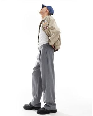 ASOS Wide Leg Smart Trouser With A Contrast Waistband - White
