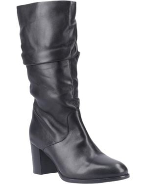 Hush Puppies Cosima Leather Heeled Knee High Boots - Grey