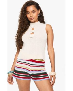 Boohoo Flower Detail Knitted Top - White