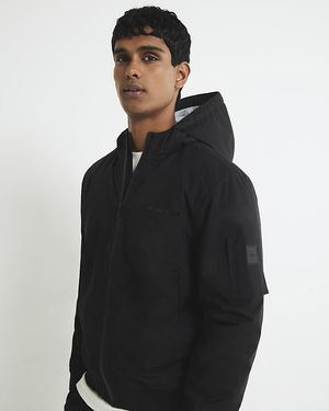 River Island Bomber Jacket Regular Fit Hooded - Black