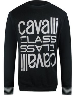 Roberto Cavalli Multi Logo Sweatshirt Cotton - Black