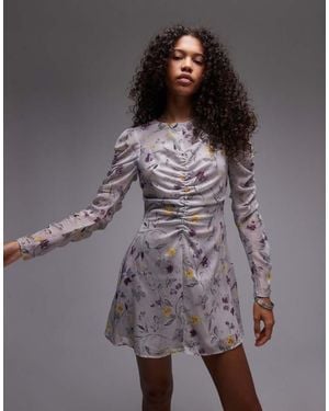 TOPSHOP Ruched Front Mini Dress - Brown