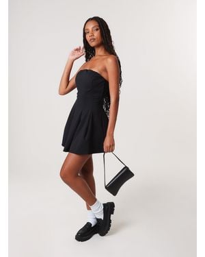 Pink Vanilla Bandeau Seam Detailed Mini Dress - Natural