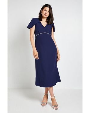 Wallis Diamante Trim Cape Midi Dress - Blue