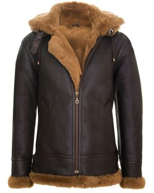 Infinity Leather Hooded Sheepskin B3 Flying Jacket-Columbus - Black