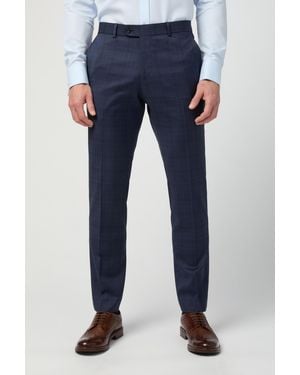 Alexandre Silver Label Tailored Fit Italian Ink Check Trousers - Blue