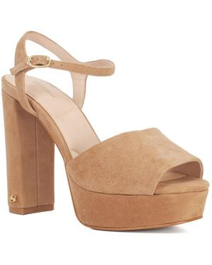 Dune Mayci Suede Platform Open Toe Sandals - Natural