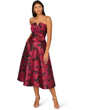 Adrianna Papell Floral Jacquard Midi Dress - Red