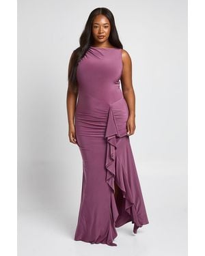 Boohoo Plus Soft Touch Ruffle Detail Maxi Dress - Red