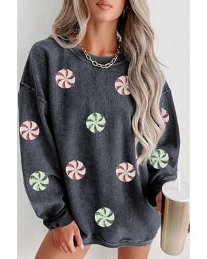 Azura Exchange Snoepprint Katoenen Sweatshirt - Grijs