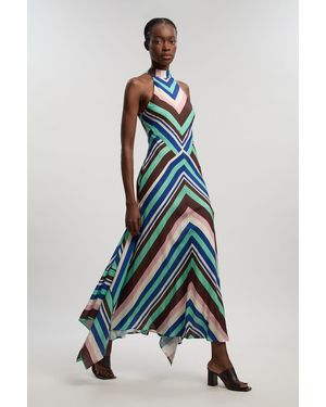 Karen Millen Mono Fluid Stripe Cotton Mix Woven Shirt Dress