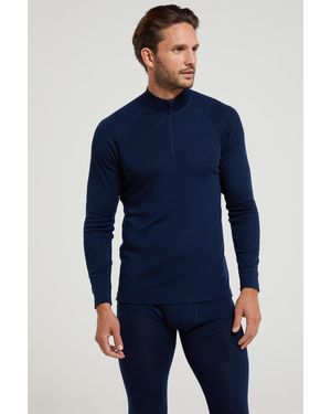 Mountain Warehouse Merino Baselayer Top Long Sleeve Thermal High Wicking Breathable Jumper Wool - Blue