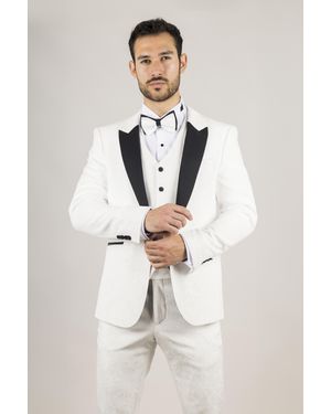 TruClothing 3 Piece Velvet Wedding Tuxedo Formal Suit - Natural
