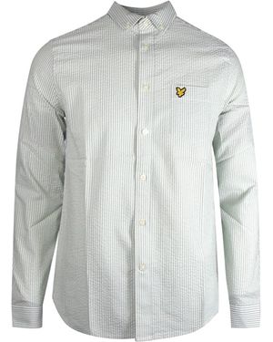 Lyle & Scott Seersucker Strike Long Sleeve Shirt Cotton - Grey