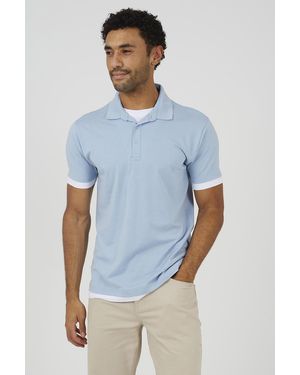 Brave Soul Mock Neck Polo Shirt - Blue