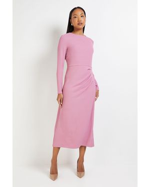 PRINCIPLES Tailored Crepe Pleat Midi Dress - Pink