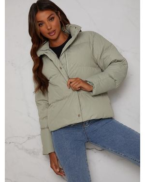 Chi Chi London Cropped Padded Puffer Coat - Grey
