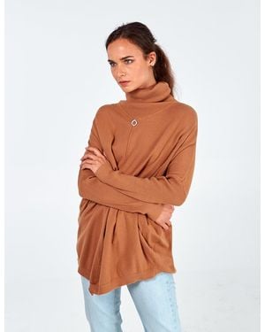 Blue Vanilla Diamond Ring Roll Neck Tunic Jumper - Orange