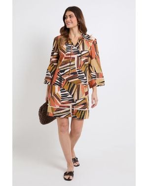 Wallis Summer Geo Shift Dress - Brown