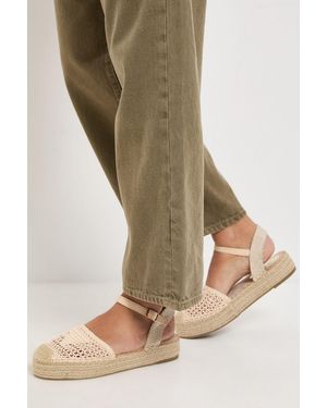 Oasis Sidnie Crochet Detail Woven Espadrille Sandals - Natural