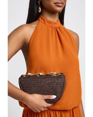 Boohoo Twist Handle Straw Mini Grab Bag - Orange